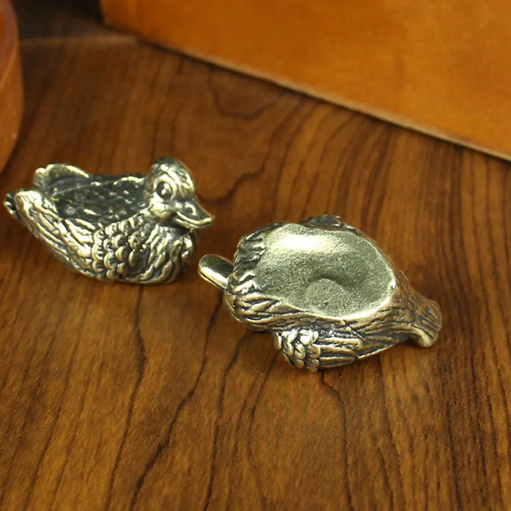 

1 Pair Brass Duck Ornaments Copper Tea Table Decor Handcrafted Desktop Craft Figurines Home Shop Decoration Small