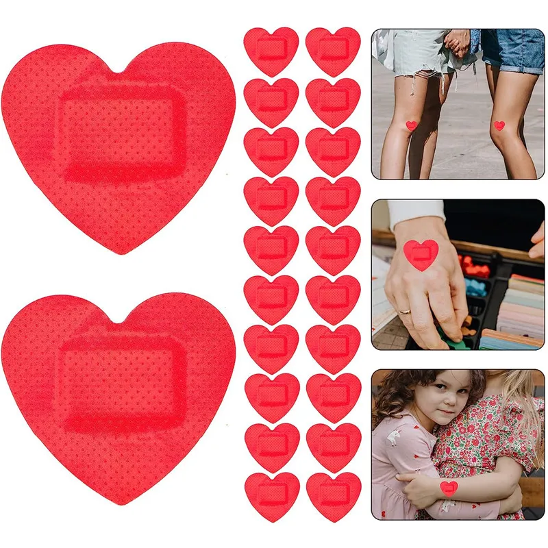 10pcs/lot Heart-Shaped Band-Aid Waterproof Wound Dressing Patches Tape First Aid Adhesive Bandage Non-woven Fabrics Sticking