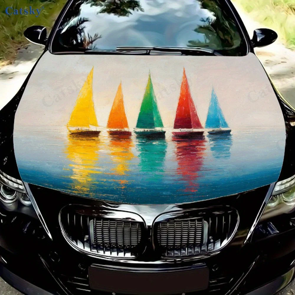 

Красочная виниловая пленка на капот автомобиля - водонепроницаемая, самоклеящаяся, наклейка для защиты поверхности автомобиля, реалистичная P