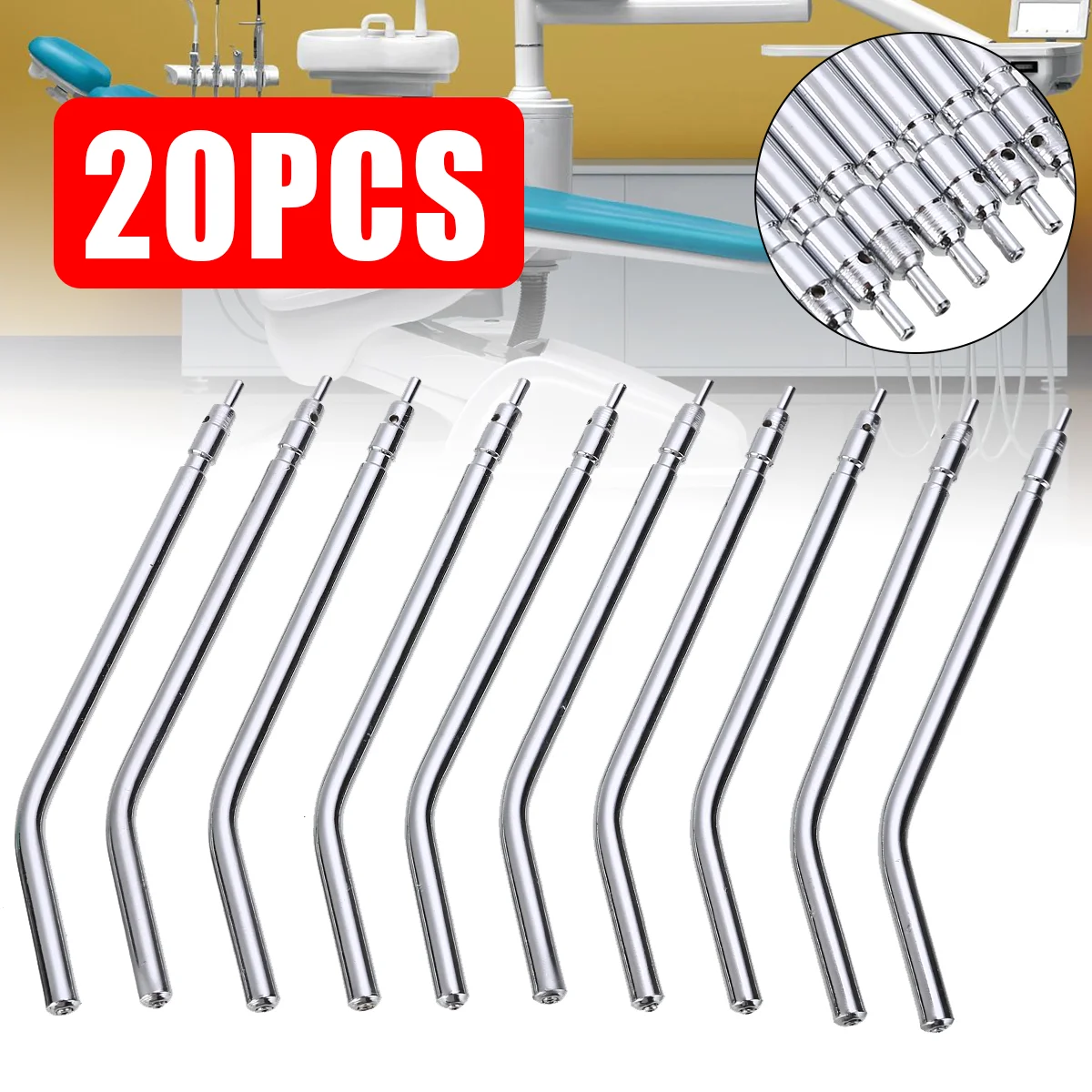 

3 Way Dental Air Water Syringe Spray Nozzles Tips Stainless Steel Syringe Spray Nozzles Tips Tube for Teeth Whitening