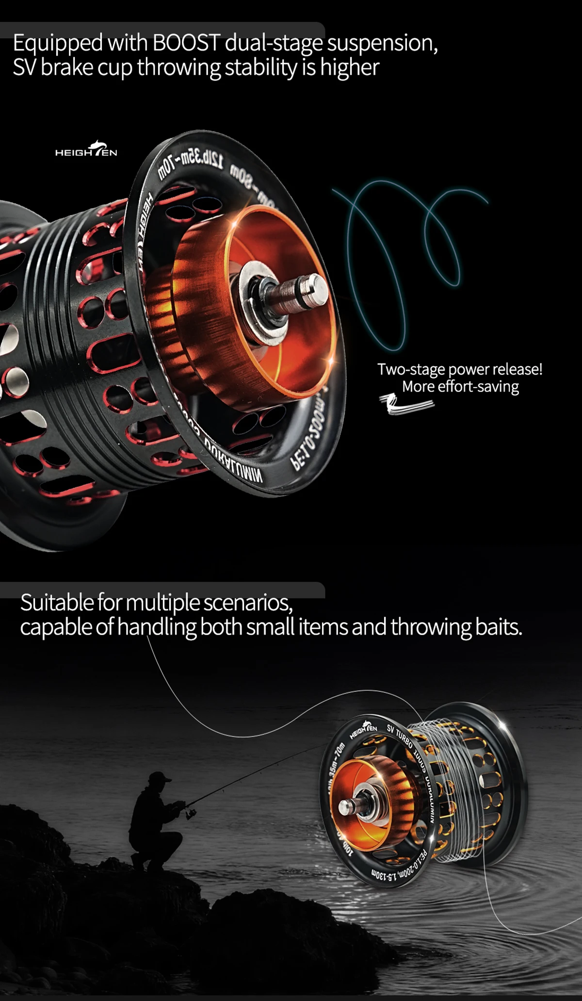 HEIGHTEN Flache Spule für Daiwa Zillion Steez Ryoga mehr als Bait casting Rolle – Detail 5