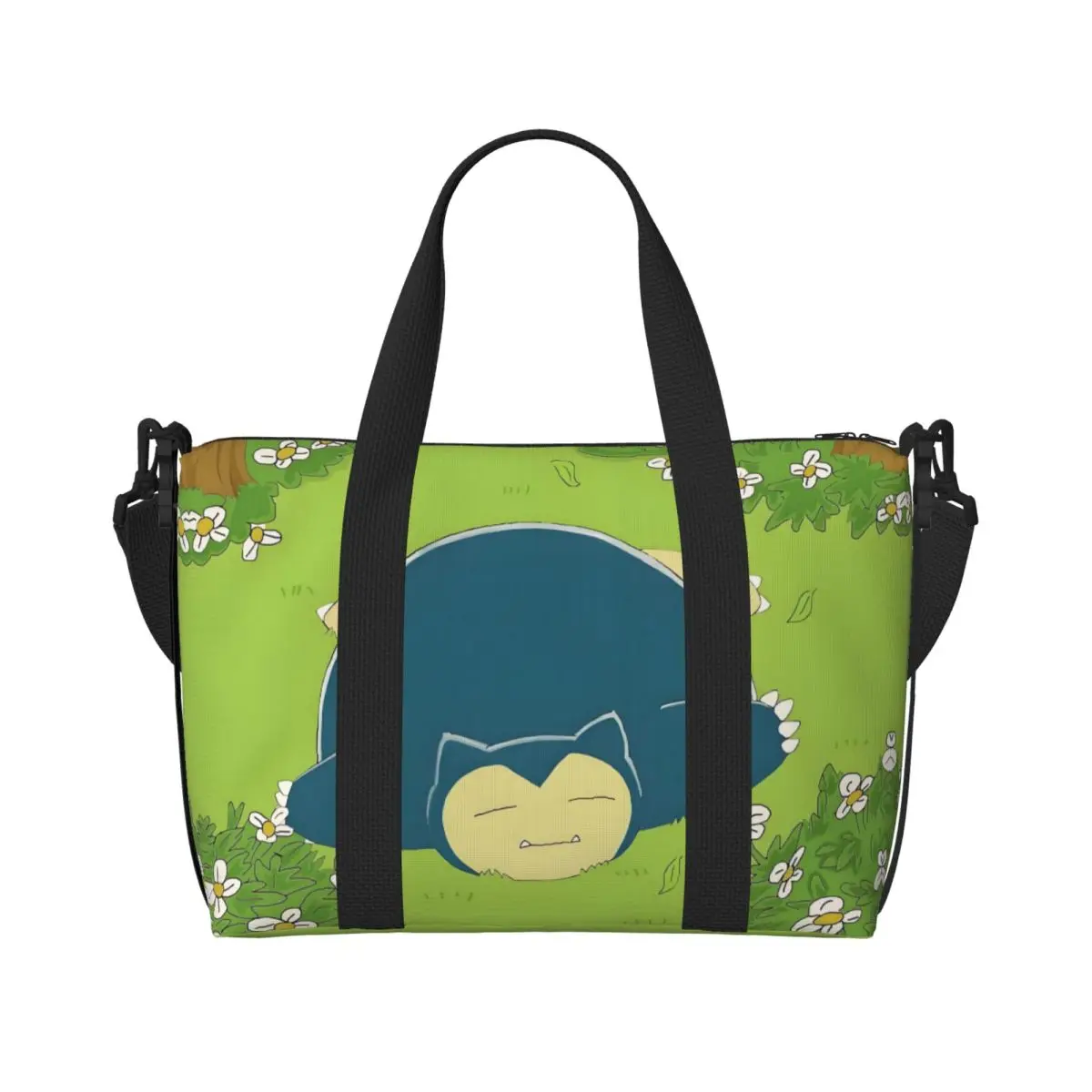 

Custom Snorlaxs Grocery Tote Shopping Bag Women Large Capacity Monster Cartoon Beach Gym Travel Bags