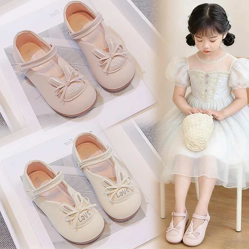 

Children's Leather Shoes Girls Shoes 2-16 Years Old Bow Girls Dance Shoes with Shoe Box Soft Non-slip Kids Baby Single Shoes