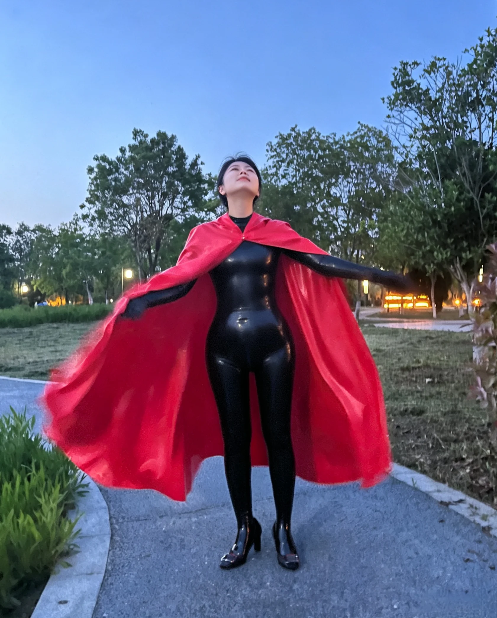 Adult Halloween Costume Red Latex  Robe Cloa Cape for Party and Entertainment