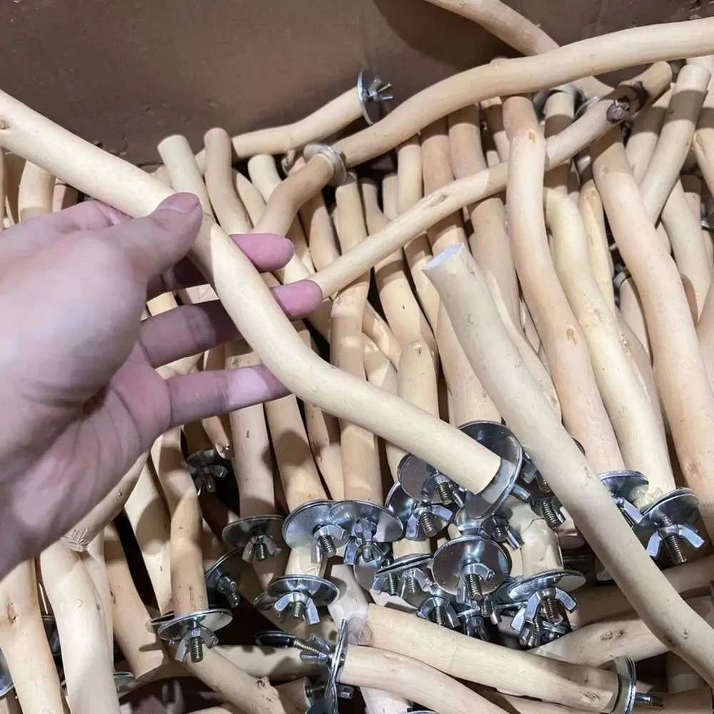 Parrot Wooden Perch Stand Natural Wood Branch Bird Cage Accessory Healthy Claw Maintenance Resting Platform Exercise Rod Tool