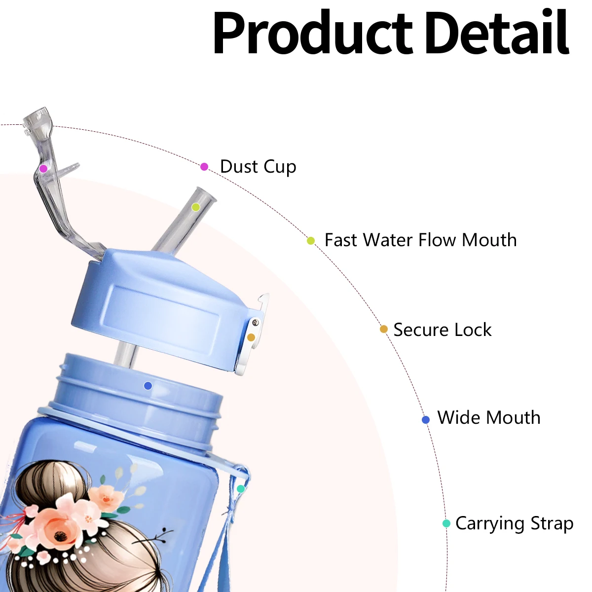 Ballerina Print 750ml Sports Water Bottle Leak-Proof Portable Cup for Outdoor Travel Fitness - view 3