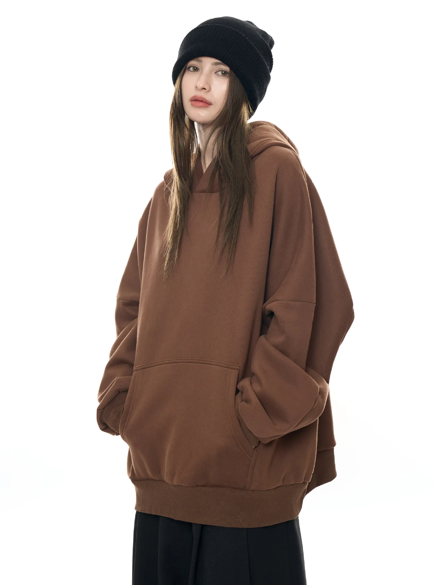 

woman warm soft sweatshirt with hoodie