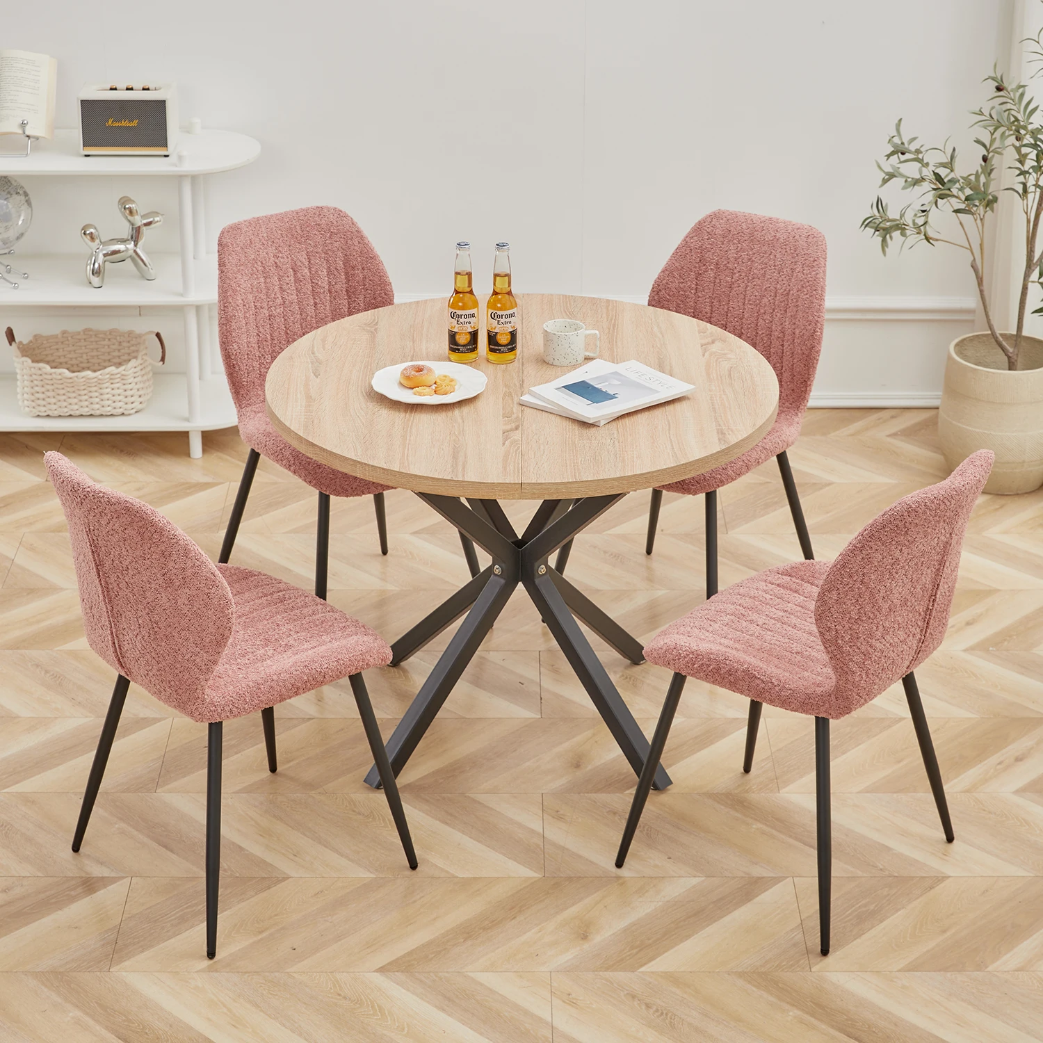 Egoonm nordic runder tisch massivholz tisch mit holzdeckel und stahlrahmen couch tische wohnzimmer büro wohn möbel 100cm