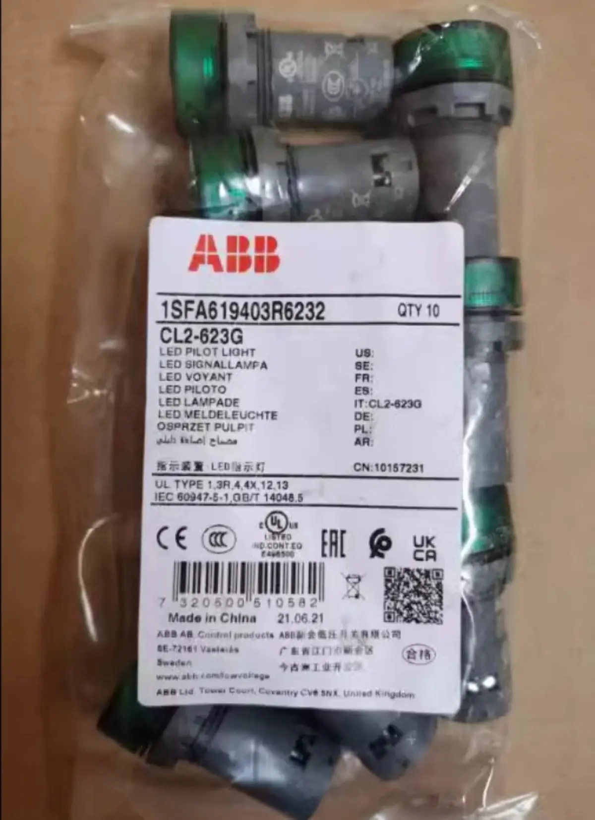 

10 шт. 1SFA619403R6232 CL2-623G 10157231 Пилотная лампа