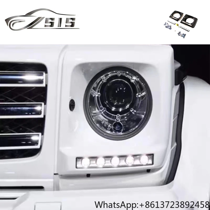 

GWagon W463 G500 G55 G350 G63 Headlight Covers With LEDs for 1990-2018 Year W463 Carbon Plastic Material Headlight Protect Parts