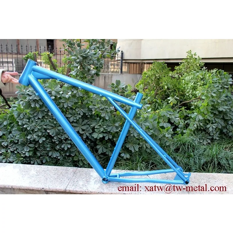 Titanium MTB Bike Frame Blue Painted Gravel Bike Frames With Thru Axle Disc Brake Type