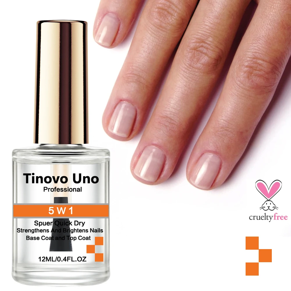 Tinovo Uno 5 W1 Top Coat Szybkoschnący Wzmacniacz do paznokci Super błyszczące wykończenie Lakier do paznokci Manicure Hardener Naprawa Pielęgnacja paznokci