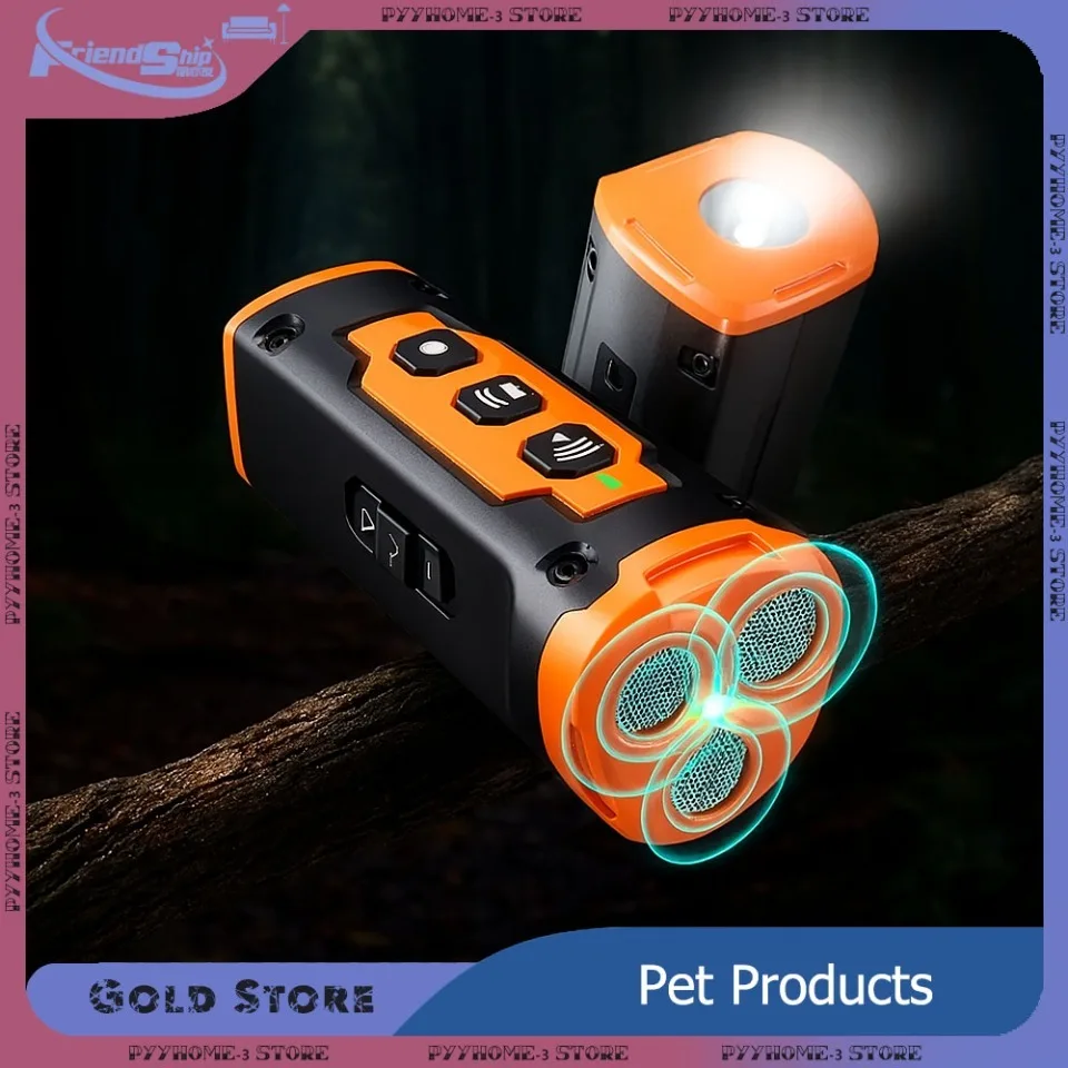 

New Rechargeable Dog Repeller Ultrasonic Anti Barking Tool with LED Light and Triple Sound Emitters for Pet Training Outdoor Use