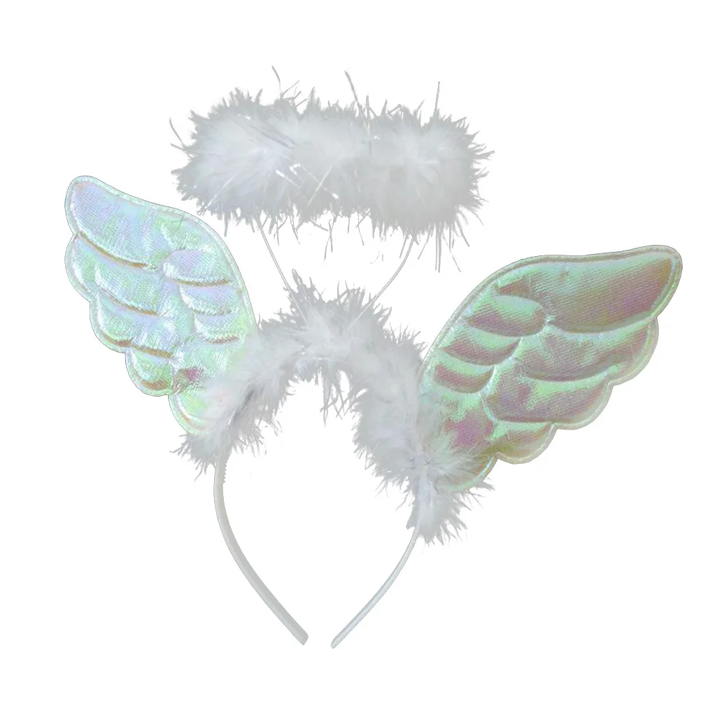 

Angel Headband Wings White Costume Accessory Halloween Party Decoration Xmas Masquerade New Years Christmas Dance Recital Stage