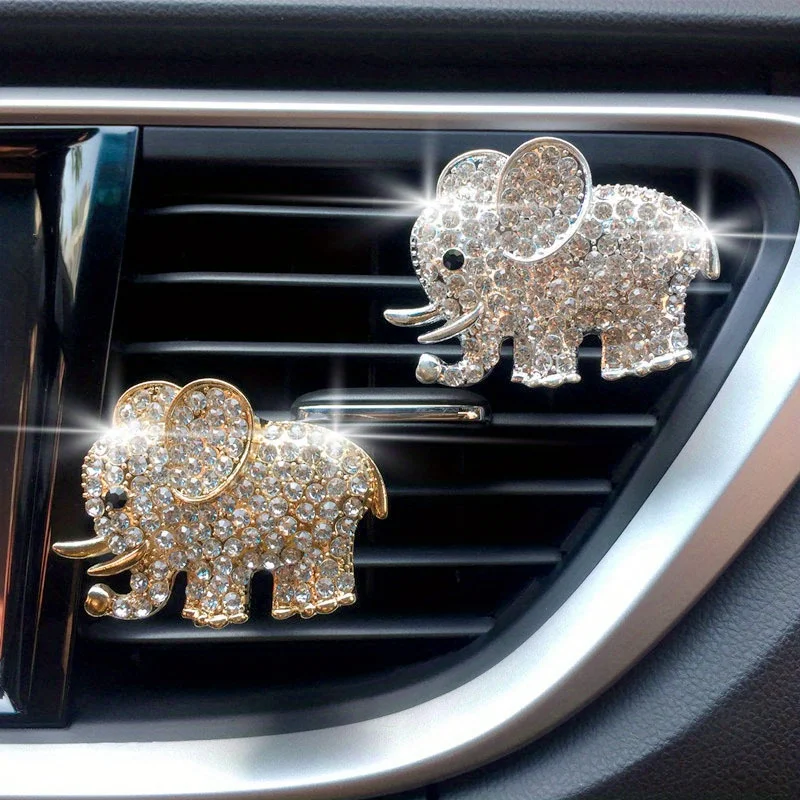 2pcs Elevate Your Car's Aroma With This Stylish Elephant Car Air Vent Perfume Clip