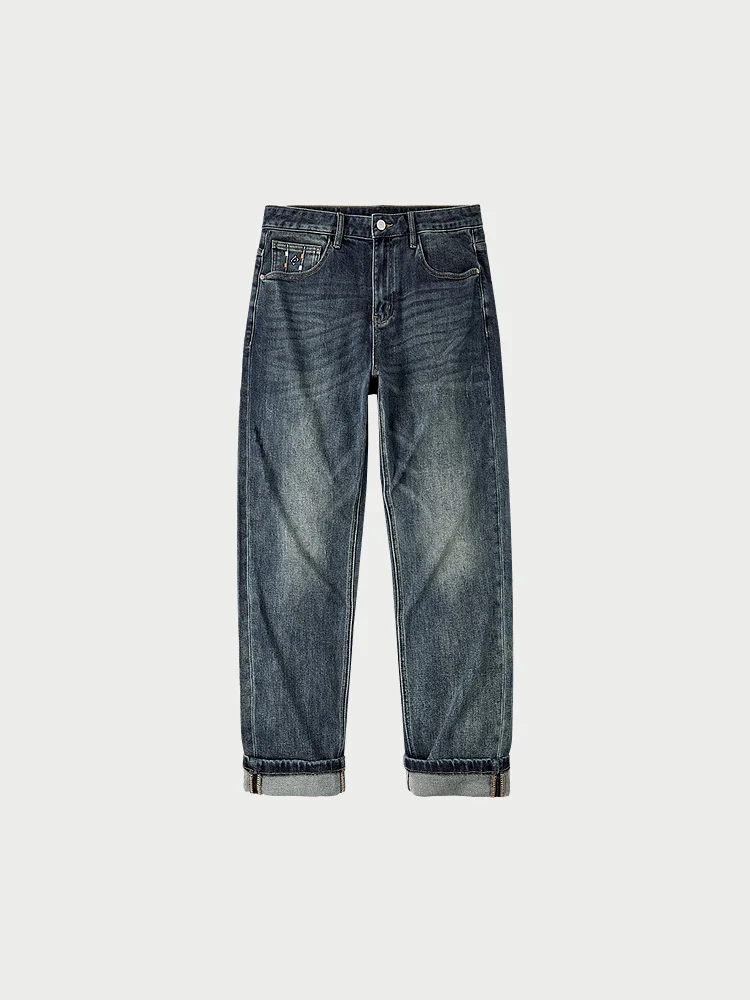 Fashionable Washed Denim Jeans Men's Slim Fit Tapered Pants High Elasticity Cotton Polyester Blend Casual Straight Leg Jeans