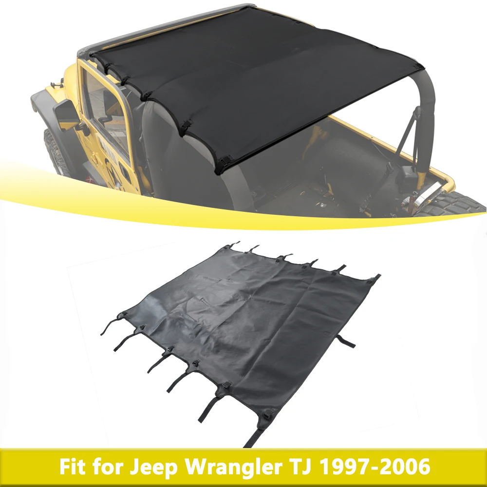 Leather Soft Roof Top Cover for Jeep Wrangler TJ 1997-2005 2006 Car Sunshade Anti-UV Roof Cover Exterior Accessories Black