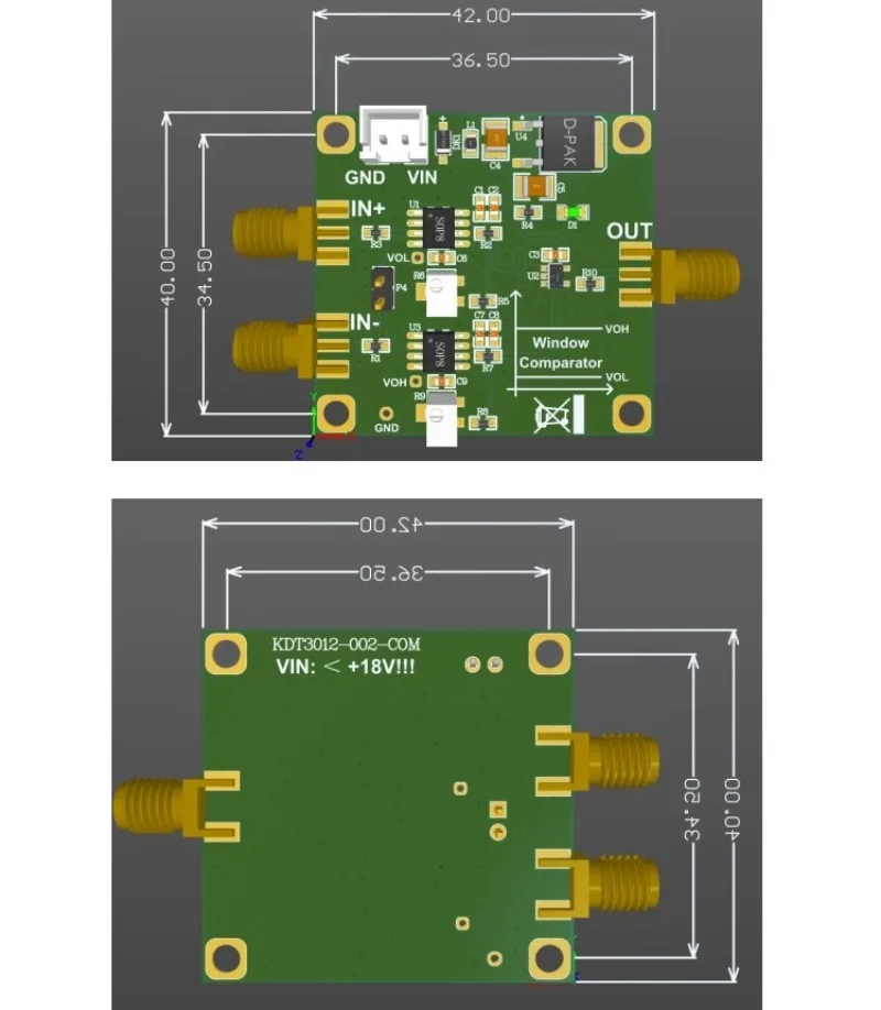 TLV3501 Module, Voltage Comparator, Window Comparator, High-speed Signal Discriminator TTL Level KDT3012-002-COM