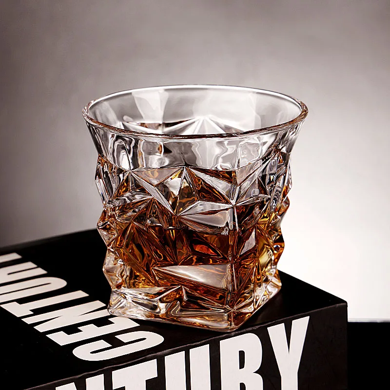 Retro Etched Whiskey Glass Creative Bar Home Use Crystal Glass Cup Ice Hockey Alcohol Cup Beer Cup Transparent Single Layer r...