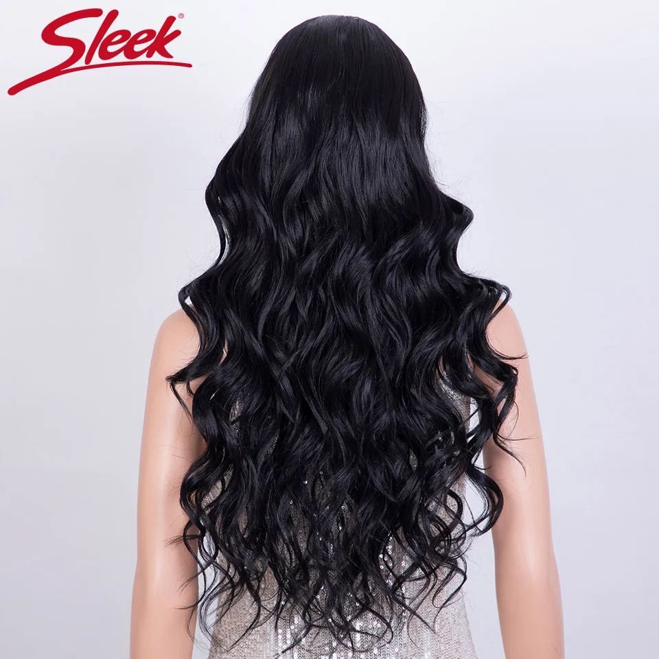 SLEEK 30 inch Long Deep Wavy Lace Front Wigs Synthetic With Bangs Middle Part Lace Wigs Ombre Blonde Grey Cosplay Wigs For Women Ginger Wigs