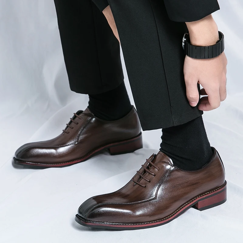 Men Retro Formal Shoes Black Brown Lace Up Business High-quality Derby Shoes Outdoor Social Shoes Sizes 38-46 Men Shoes