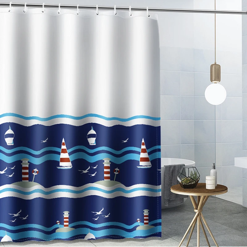 

Синяя водонепроницаемая декоративная штора для ванной комнаты из полиэстера, для душа, настенная, для декора ванной комнаты.