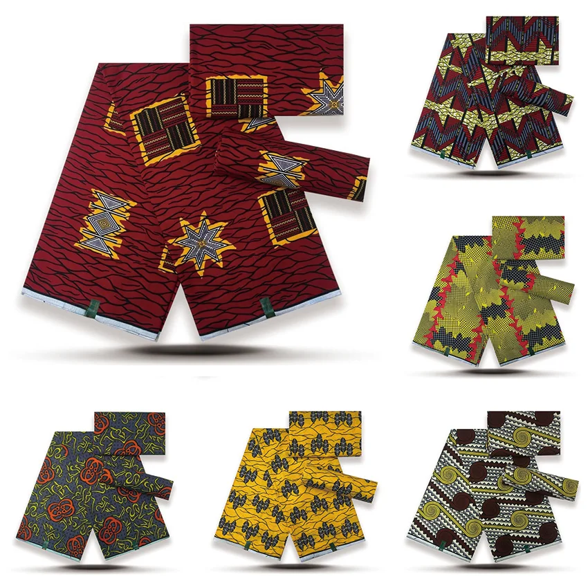 Rot Gelb Afrikanische Kleidung Holland Echtwachs Original für Damen Wachsstoff Baumwolle Ankara Druck