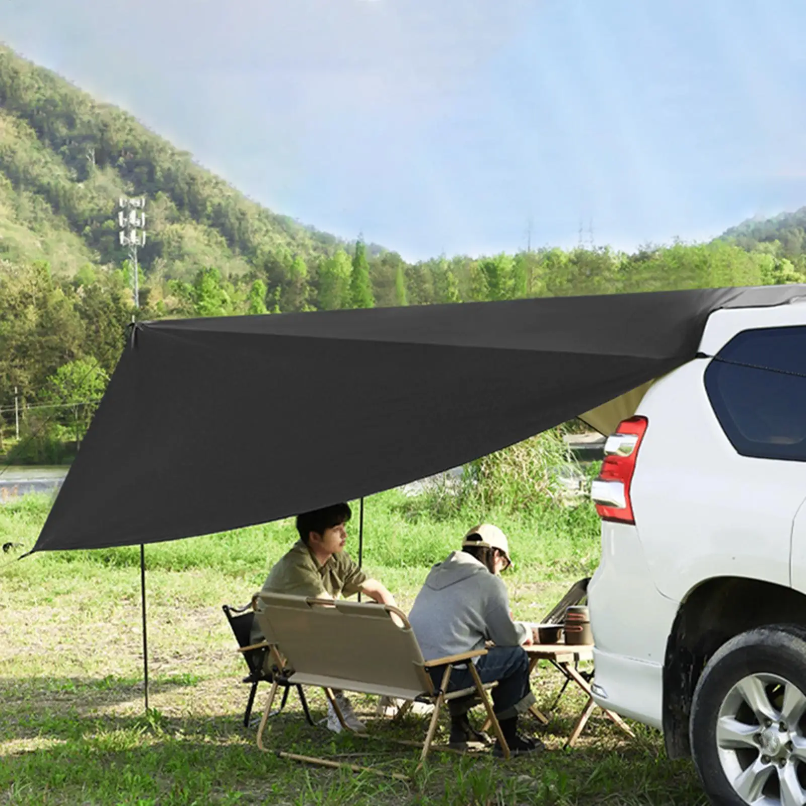 مظلة السيارة خيمة خلفية مقاومة للماء لسيارة الشمس المأوى المظلة قماش القنب خيمة للمعدات الخارجية فان سيدان الحافلات شاحنة السيارات