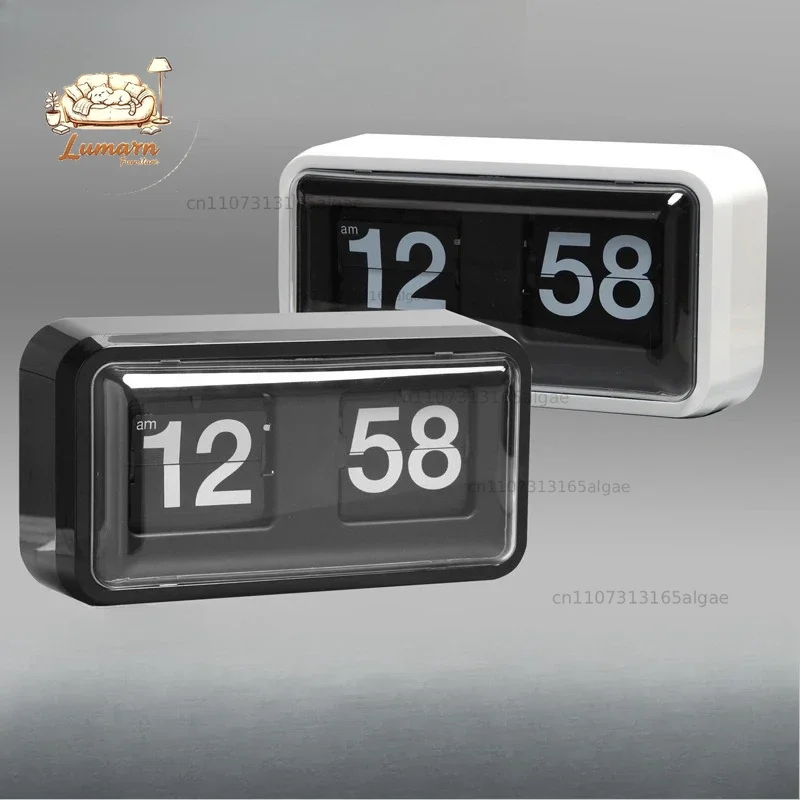 Japanese Style Modern Minimalist Flip Clock Transparent Box Design Black White Table Clock/Desk Clock for Living Room Decoration