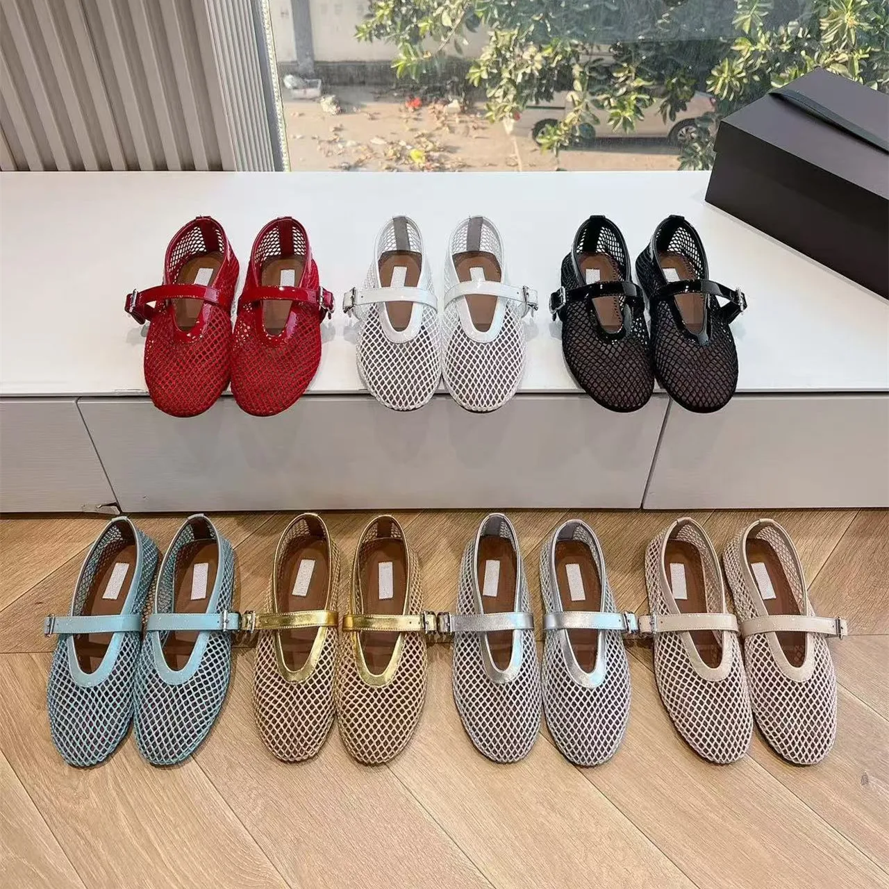 Personalized Hollow out Fashion Fishing Net Single Shoes for Women 26 Summer Lazy Fashion Retro Mary Jane Mesh Flat Sandals