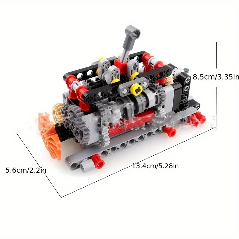 124pcs MOC compatible small particle six speed gearbox building block model adult electric toy