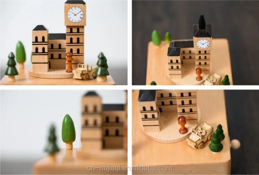 صندوق الموسيقى الخشبي لعيد الميلاد الخيالي #4