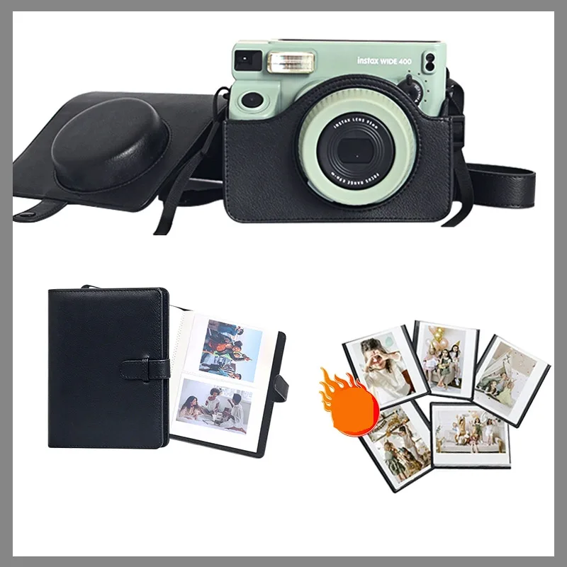 For Instax wide 400 Camera Case New For Fujifilm Film Camera Bag PU Leather Anti Soft Silicone Cover Bag with Shoulder Strap