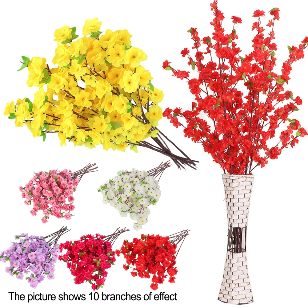 1pcs Artificial Flower Simulated Peach Blossom Branches Fake Peach Blossom Trees Simulated Plants Home Decoration Artifi