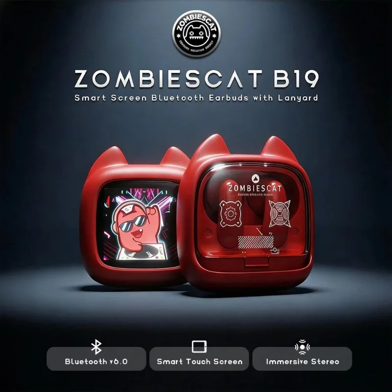 

Наушники Zombi Cat B19 с сенсорным экраном, Hi-Fi стерео, Bluetooth 6.0, шумоподавление ENC, беспроводные TWS-наушники