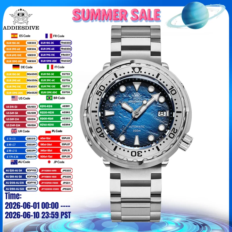 

ADDIESDIVE Men Diving Watch Sapphire Glass NH35A Movement 300m Waterproof Automatic Mechanical Watch reloj AD2509