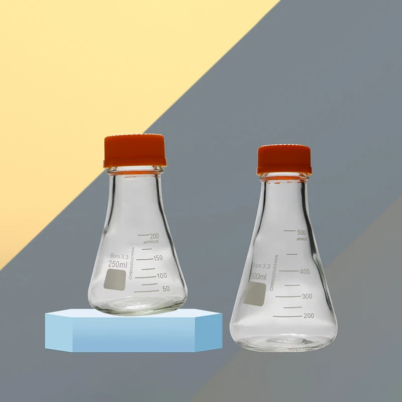 500mL Erlenmeyer Flask Screw Mouth with Cap Lid Borosilicate 3.3 Glass Conical Triangle Laboratory Chemistry Equipment