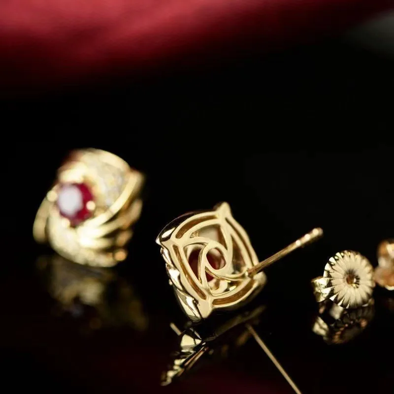 Light Luxury Ruby Fashion High Quality Exquisite Earrings for Women Showy Vintage Fine Jewelry Luxury Daily Earings Stud Jewelry