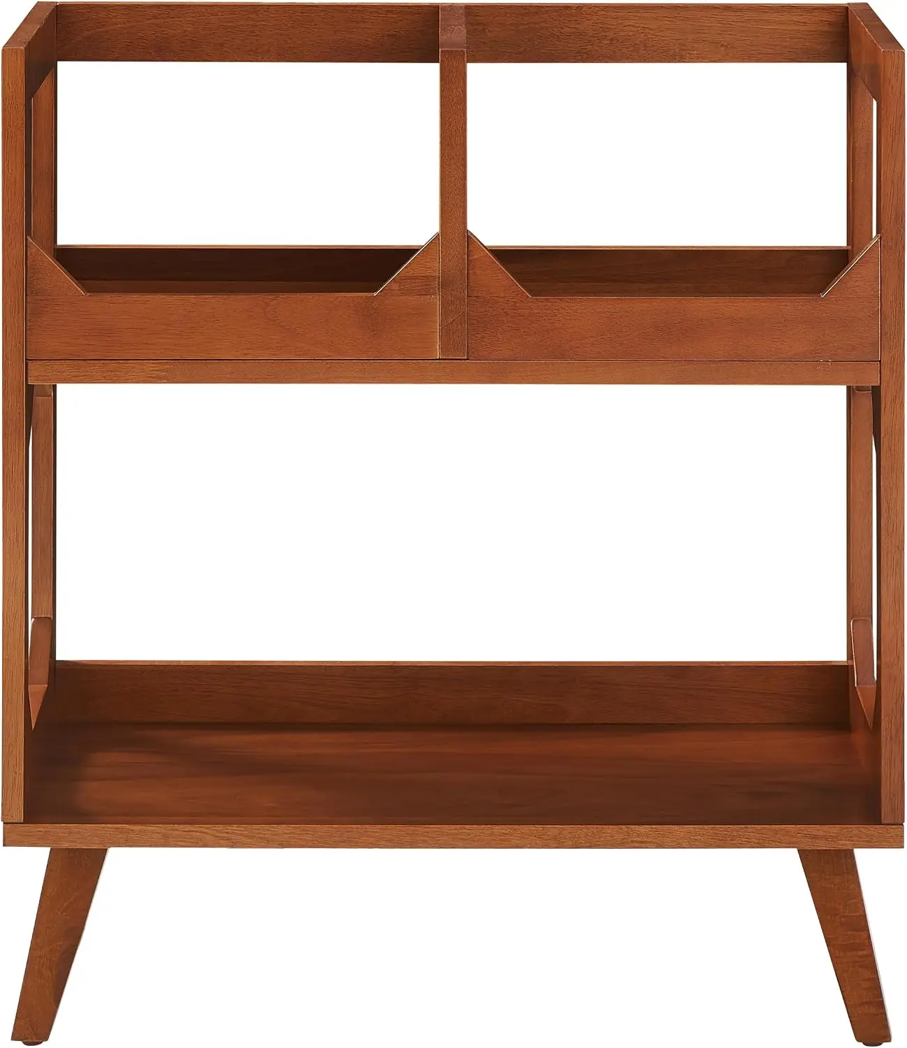 Walnut Freestanding Vinyl Record Stand, Storage Cabinet Holds 260 Records for Record Collection Organization - view 2