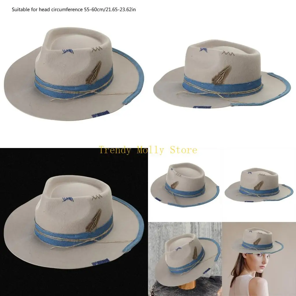 

N5KB Элегантная ковбойская шляпа Костюм для ролевых игр Федора Шляпа Шляпа фокусников для выступлений на сцене
