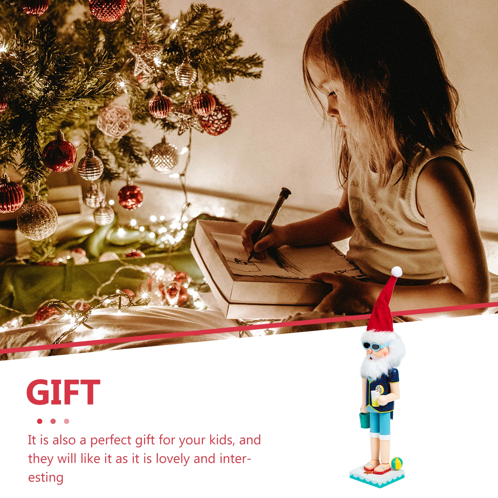 

Wooden Nutcracker Ornament Christmas Desktop Decor Santa Style Xmas Figure Craft for Shelf Table Display Holiday Party Supplies