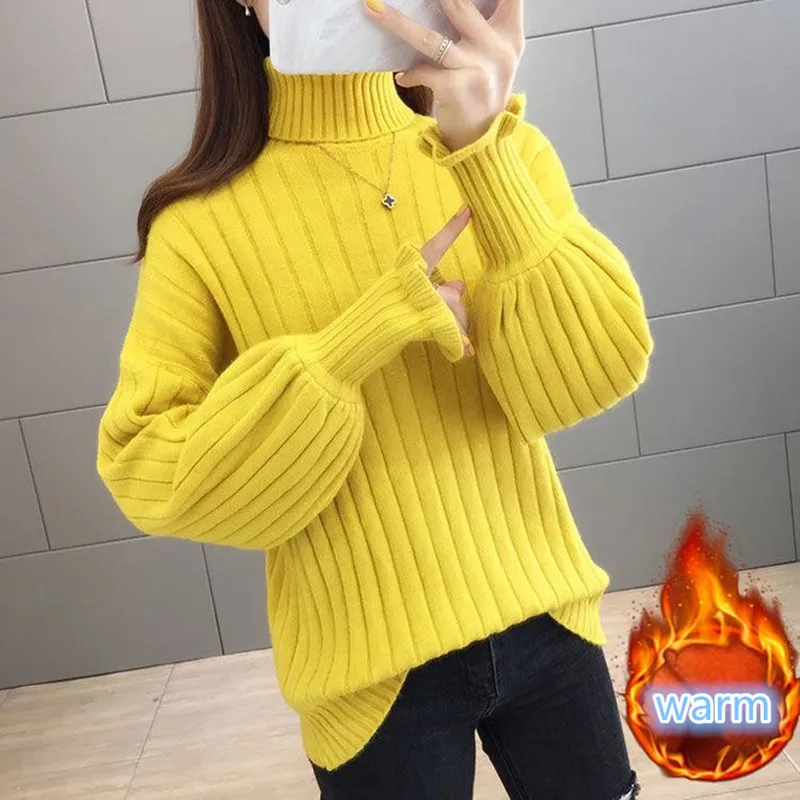 

Fdfklak Turtleneck Sweater Winter Slim Thicken Knitwear Jumper Woman Soft Knit Pullovers Casual Warm Tops Knitted Sweater 4XL