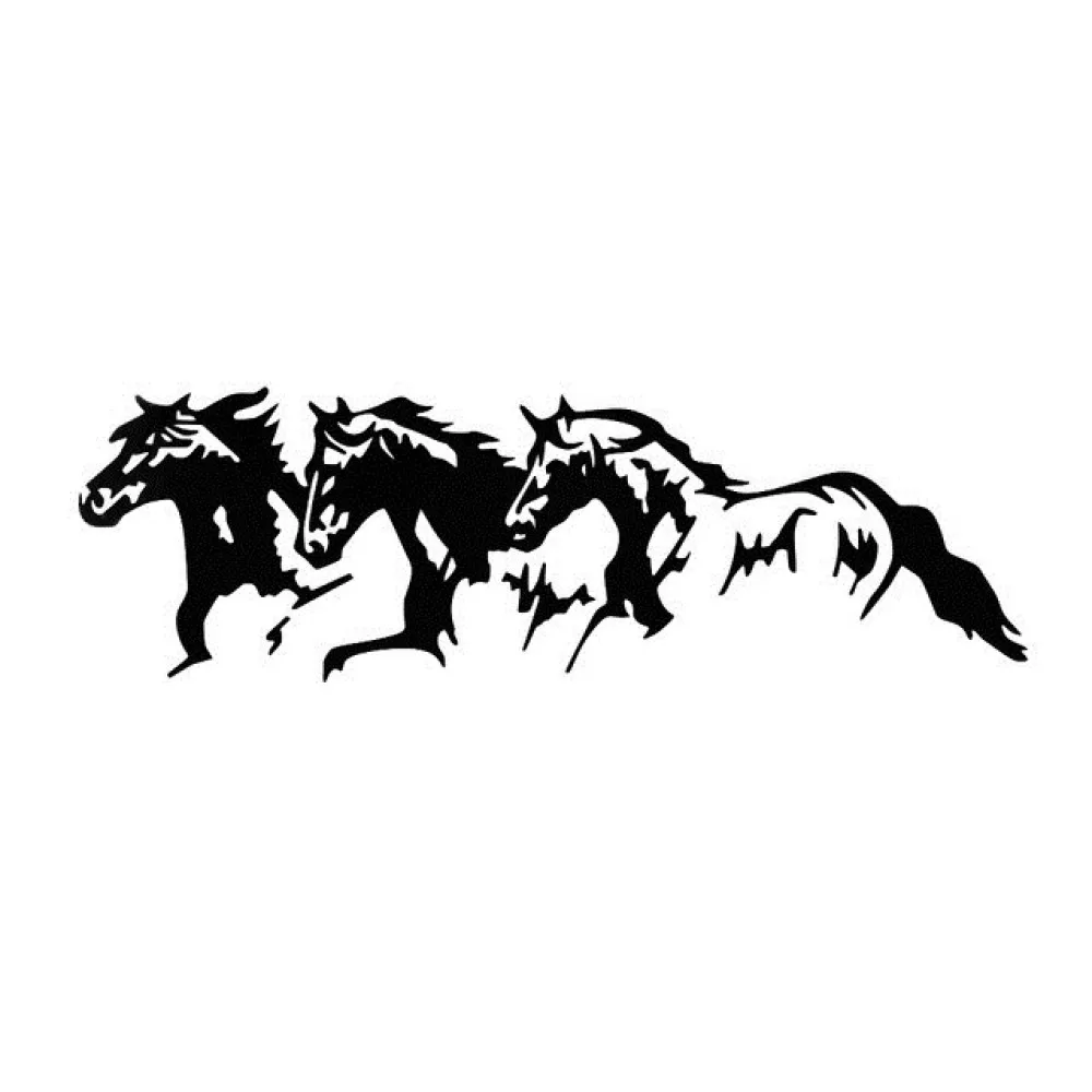 Three Horses Dynamic Car Sticker Fashion Design Decal For Miaokas Auto Exterior Sport Fan Accessory Decorative Trim Art