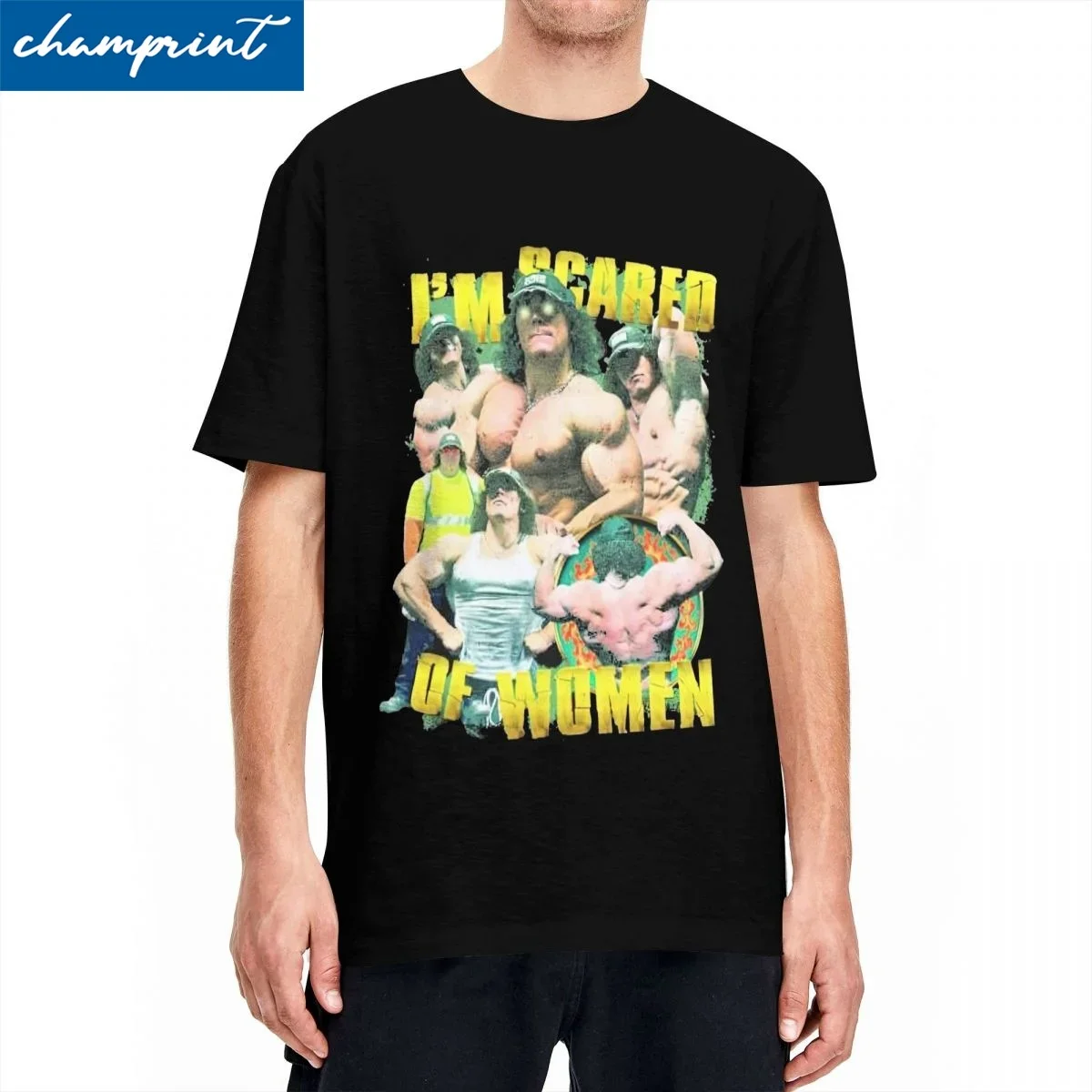 Funny Sam Sulek T-shirt de manga curta decote O para homens e mulheres, estou assustado, camisas de algodão, camiseta de verão