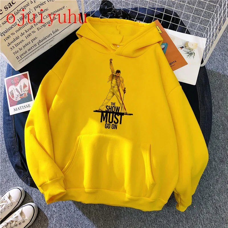 Freddie Mercury Queen Band Hoodies Hip Hop Casual Hooded Pullovers Funny Graphic Swearshirt Unisex Fashion Oversized Streetwear