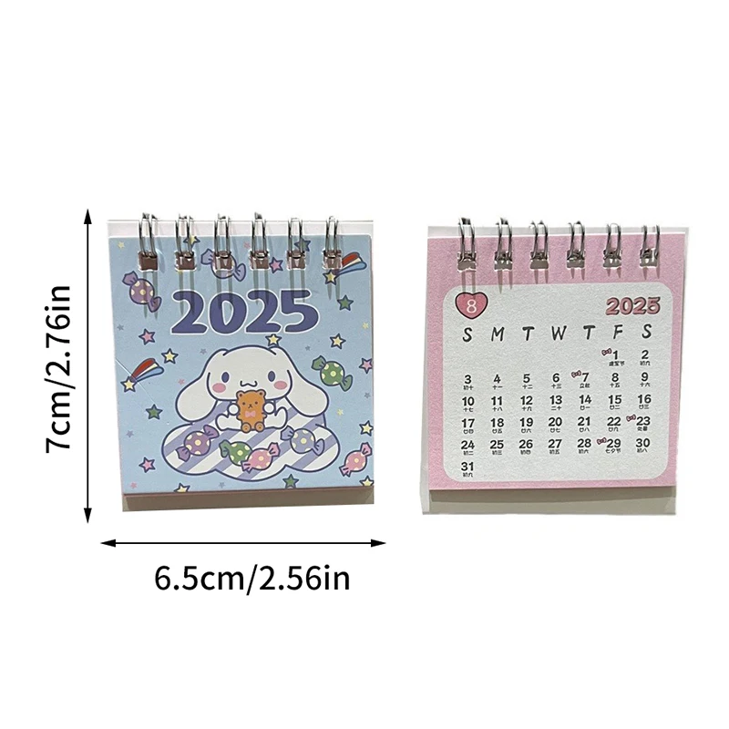 2025 Sanrio Hello Kitty Calendars Standing Desktop Mini Office Monthly Table Calendars Stand Portable Up Calendar Office Decor