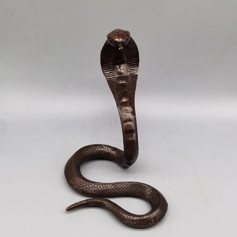 Cobra Home Living Room Decoration Antique Collection Bronze Artifacts Brass Zodiac Snake Ornament Craft Gift