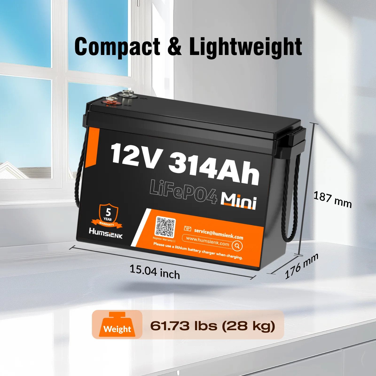 Humsienk 12 فولت 314Ah LiFePO4 بطارية ليثيوم A + خلايا 100A BMS لـ RV / يخت / تخييم / خارج الشبكة / تخزين المنزل طاقة احتياطية