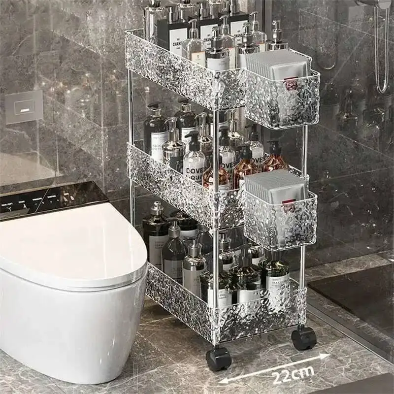 Bathroom Side Nordic Gap Trolley Acrylic Cabinet Bathroom Toilet Shelf Storage Storage Rack Floor-standing Organizers Narrow
