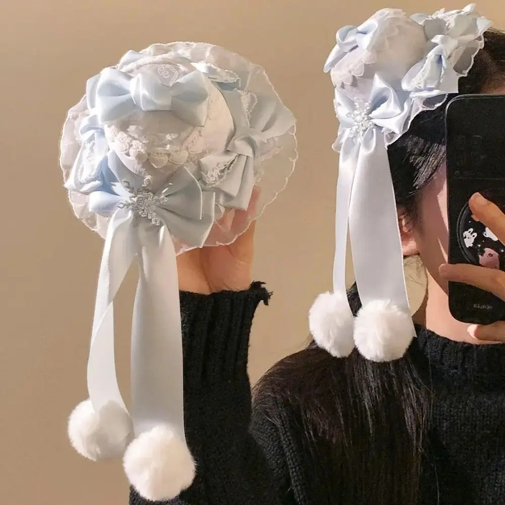 Kawaii Bowknot Mini Top Hat Vintage Fascinator Bow Hair Clip Exquisite Elegant Costume Hair Accessory Anime